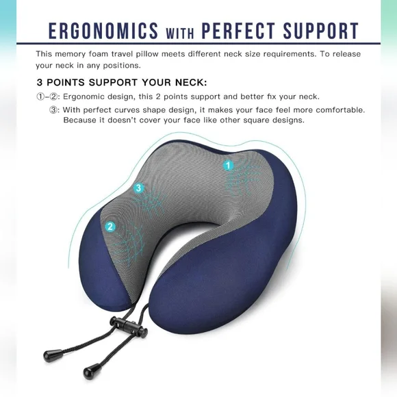 💜 Memory Foam Travel Pillow - Picture 2 of 11